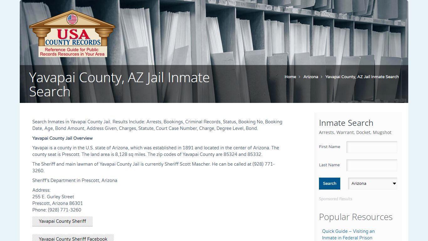 Yavapai County, AZ Jail Inmate Search | Name Search